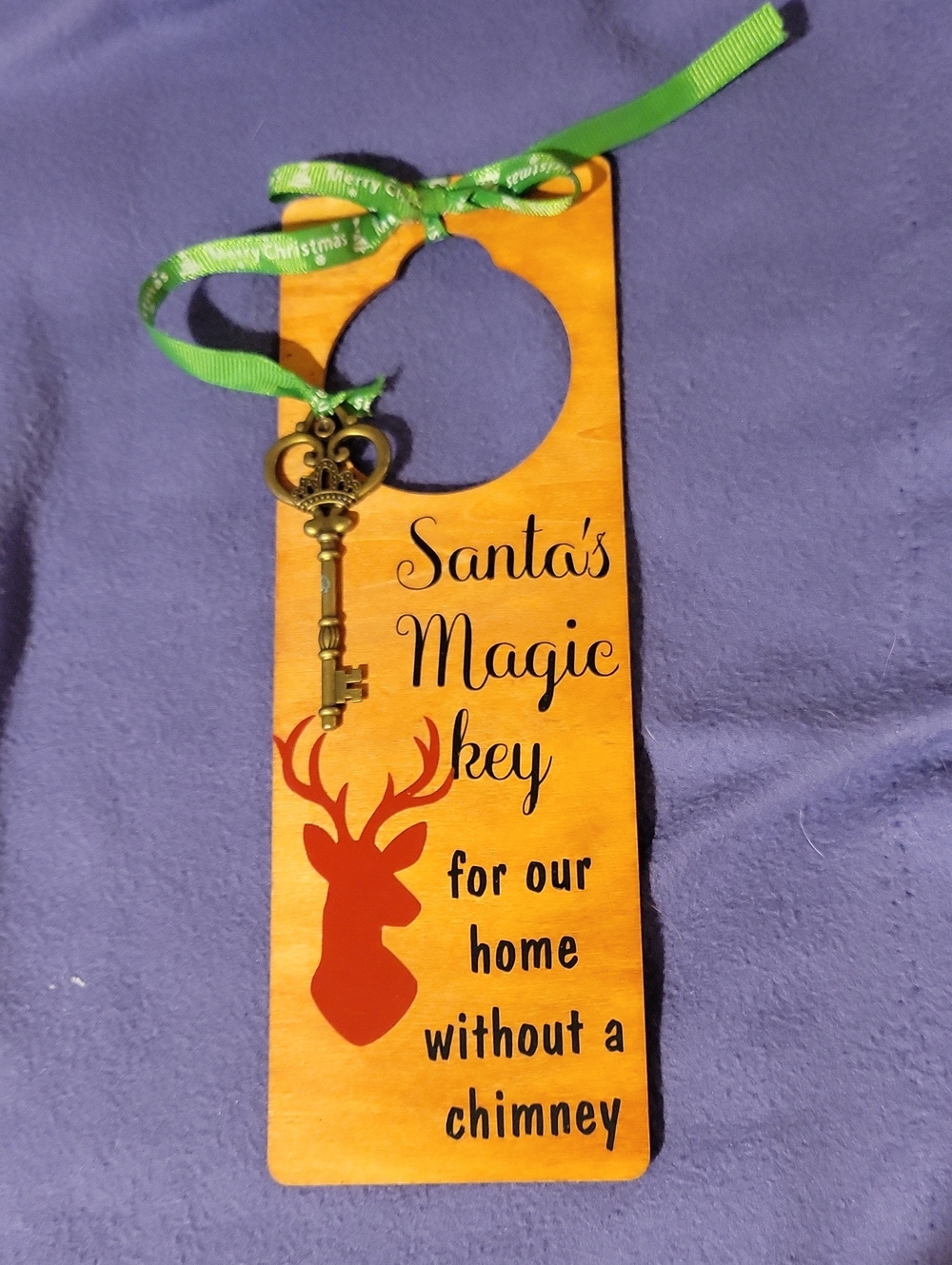 Santa's Magic Key Door Hanger - Red Reindeer Accent